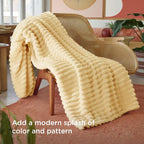 Bedsure GentleSoft Custard Yellow Fleece Twin Blanket - Image 3
