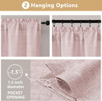 OVZME Blush Pink Valance for Windows, Light Filtering Faux Linen Textured Small - Image 6
