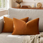GIGIZAZA 12x20 Dark Burnt Orange Pillow Covers Velvet Lumbar Pillow Decorative - Image 5