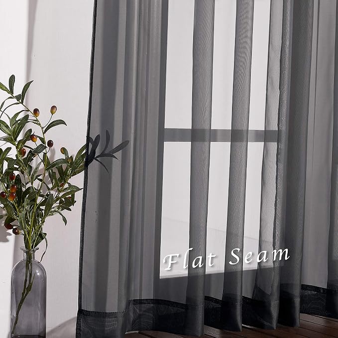 NICETOWN Sheer Curtains for Windows 54 inch Long, Ring Top Soft Voile Sheer - Image 5
