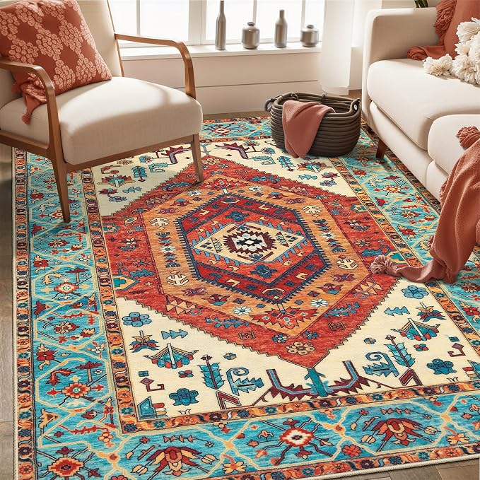 SERISSA Area Rug 3x5 Boho Orange Rugs - Image 5