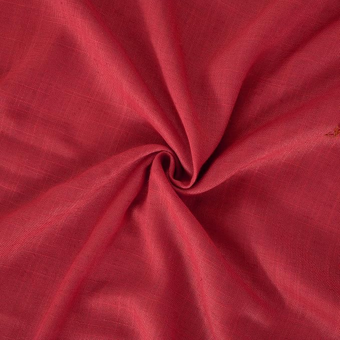BGment Red Linen Kitchen Curtains Window Over Sink, Short Semi Sheer Drapes - Image 9