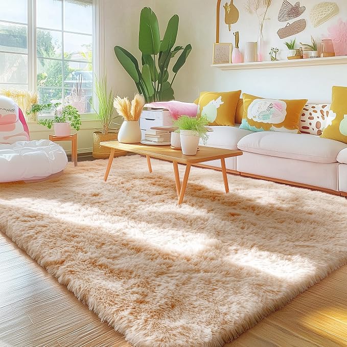 OLANLY 4x7 Area Rugs for Living Room Bedroom, Machine Washable Soft Fluffy by OLANLY