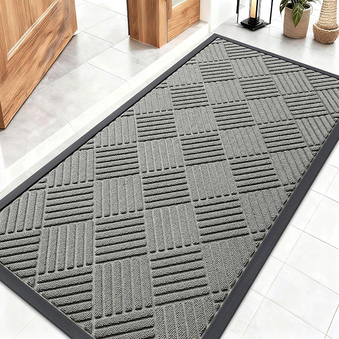 OLANLY Front Door Mat Outside Entrance 47x23, Heavy Duty Sturdy Natural Rubber by OLANLY