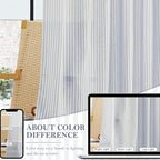 RYB HOME Striped Cafe Kitchen Curtains 24 inch Length, Linen Tickingstripe Tier - Image 3