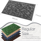 Boho Grey Floral Leaves Outdoor Indoor Entrance Doormats, Absorbent Durable - Image 2