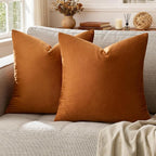 GIGIZAZA Dark Burnt Orange Pillow Covers 16x16 Throw Pillows Velvet Decorative - Image 5