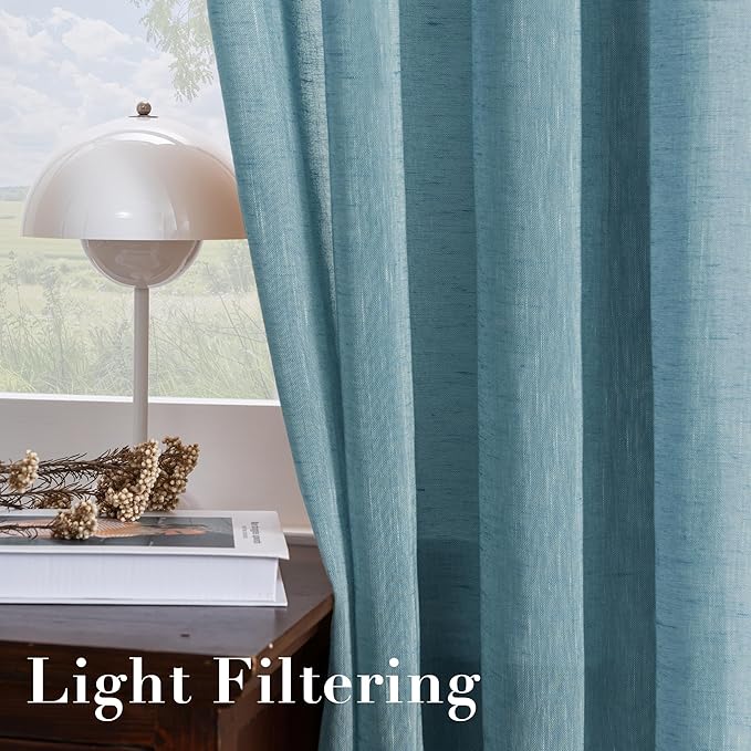 H.VERSAILTEX Linen Curtains Nickel Grommet Natural Linen Semi-Sheer Curtains 2 - Image 5