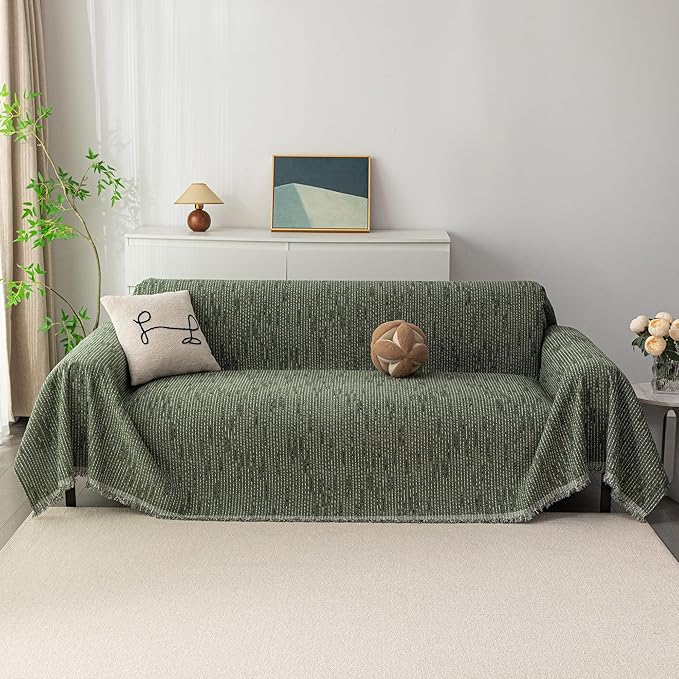 MYSKY HOME Loveseat Cover Moss Green Couch Cover Sectional Couch Covers - Image 2