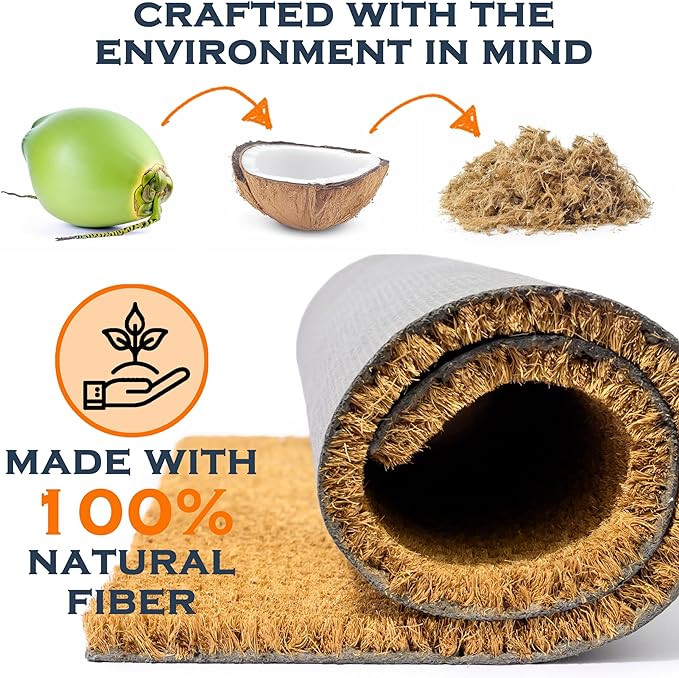 MAINEVENT Plain Coir Doormat Bulk 30x17 Inch, 2 Pack Door Mat Coir Outdoor - Image 8