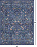 Vintage Dark Blue 3x4 Entryway Rug, Washable Small Area Rugs - Image 2