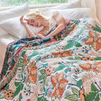 MSGKV Boho Throw Blanket for Couch Chair 100% Cotton Embroidery Floral Blanket - Image 7
