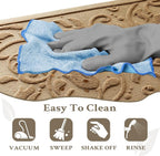 Boho Beige Floral Leaves Outdoor Indoor Entrance Doormats, Absorbent Durable - Image 6