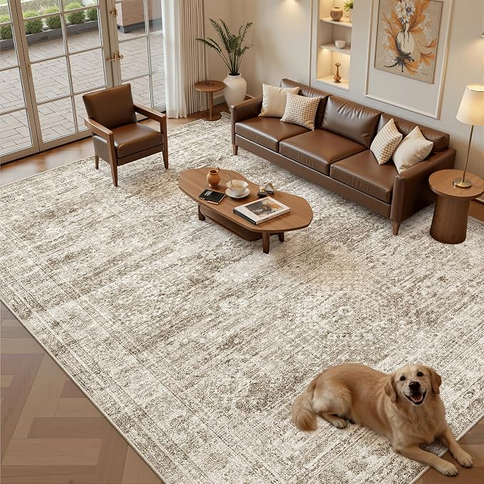 9x12 Area Rugs for Living Room, Non Slip Machine Washable Vintage Rugs - Image 2