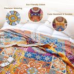 MSGKV Boho Throw Blanket for Bed 90"x108" 100% Cotton Blanket Spring Breathable - Image 3
