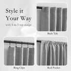 MYSKY HOME 95 Inch Sliding Door Curtains Farmhouse Light Filtering Privacy - Image 3
