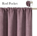NICETOWN Greyish Purple Faux Linen Room Darkening Rod Pocket Curtains 63 inch - Image 2
