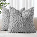 decorUhome Throw Pillow Covers 24x24 Inch Set of 2, Soft Plush Faux Wool Grey by decorUhome