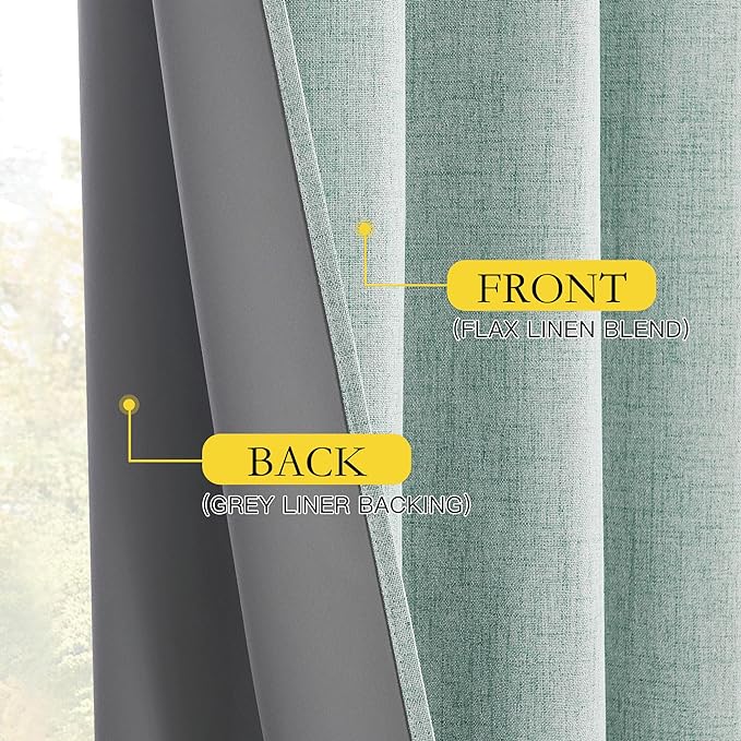 NICETOWN 100% Absolutely Blackout Linen Curtains - Image 8