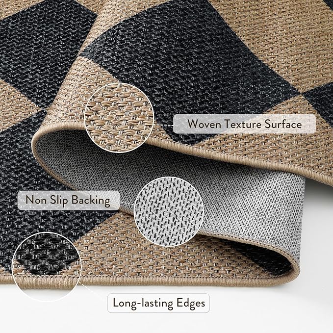Lahome Colette Checkered Easy Jute Outdoor Rug, Large 6x9 Rug - Image 4