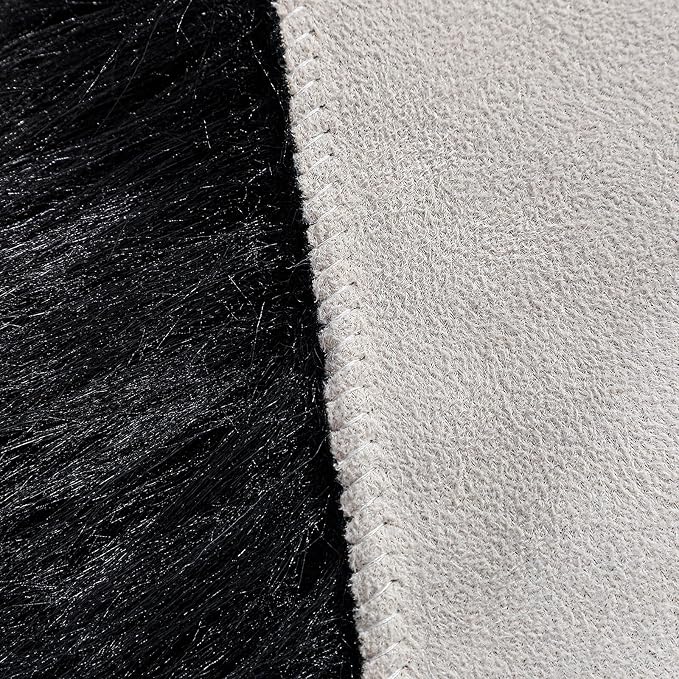 linmopm Faux Fur Rug Sheepskin Shag Fluffy Fuzzy Black 6x9 ft Rugs - Image 5