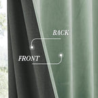 RYB HOME Mint Green Velvet Curtains 96 inches Long, Room Darkening, Floor-Length - Image 5