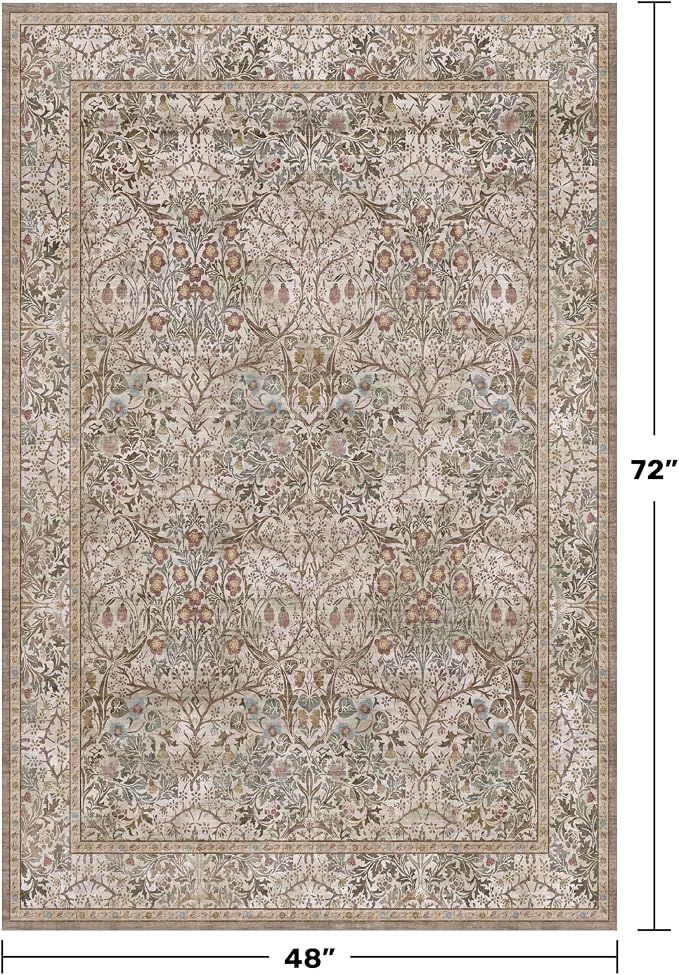 Vintage 4x6 Entryway Rug, Washable Area Rugs - Image 2