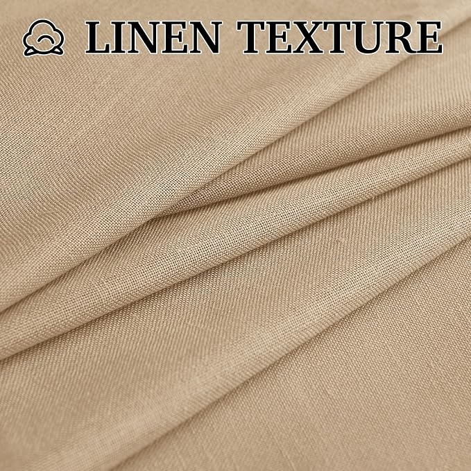 RYB HOME Camel Linen Sheer Curtains 95 inches Length, Aesthetic Light Filtering - Image 5