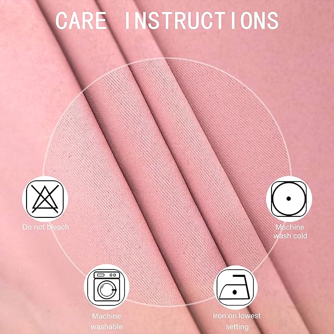 LEMOMO Pink Blackout Curtains/52 x 45 Inch Length Kids Curtains/Set of 2 Panels - Image 4