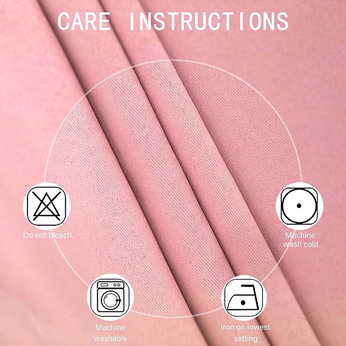 LEMOMO Pink Blackout Curtains 66 x 63 Inch Length/Set of 2 Curtain - Image 4