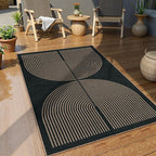 Lahome Enfys Modern Rainbow Easy Jute Outdoor Patio Rug, 3x5 Black Washable Rugs - Image 6