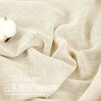 LAMIT Beige Short Linen Curtains 54 Inch Length 2 Panel Set, Semi Sheer Bronze - Image 3