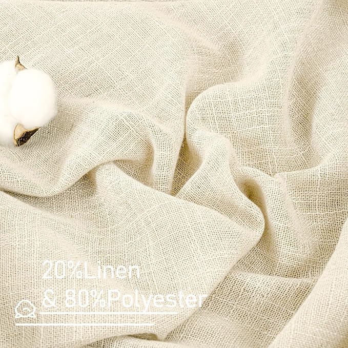 LAMIT 54 Inch Semi Sheer Window Linen Curtains, Light Filtering Panels Back Tab - Image 3