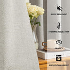 Yakamok Oatmeal Linen Curtains 100% Blackout 84 Inches Long, Room Darkening - Image 5