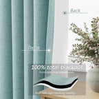 Guken 100% Blackout Linen Curtains 63 Inch Length 2 Panels Set - Image 4