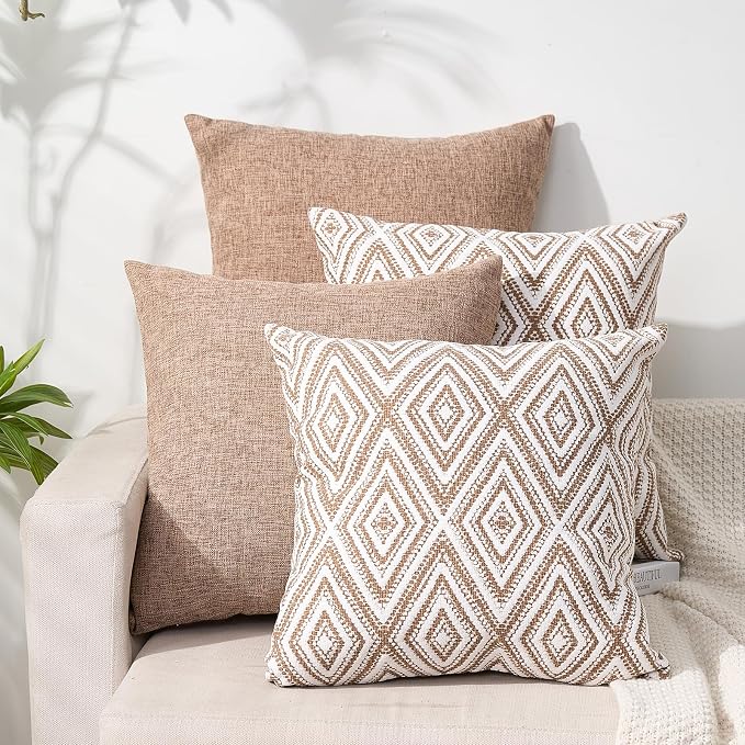HPUK Decorative Throw Pillow Covers Set of 4 Couch Pillows Linen Cushion Cover by HPUK