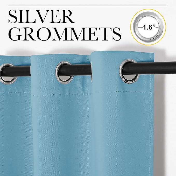 NICETOWN Teal Blue Blackout Curtains 86 inches Length - Image 2