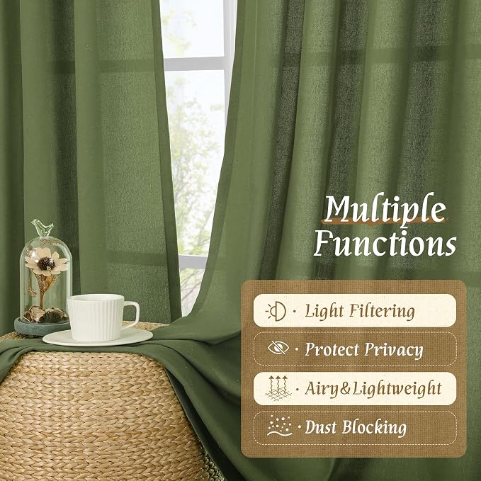LAMIT Olive Green Linen Curtains - Image 9