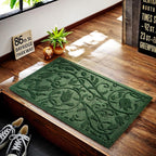 Boho Green Floral Leaves Outdoor Indoor Entrance Doormats, Absorbent Durable - Image 4