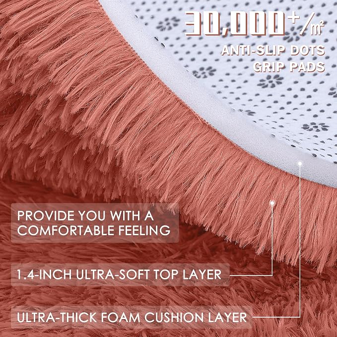 OLANLY 2x3 Machine Washable Small Bedside Rug, Soft Fluffy Shaggy Entryway - Image 7