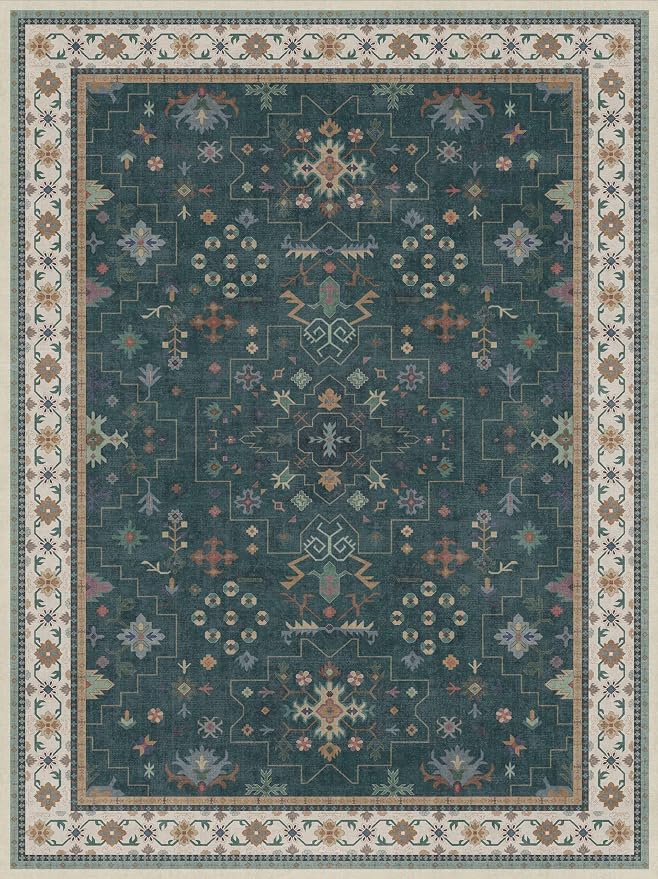 Hazo Haus Dark Green Vintage Living Room Rug 9x12 - Image 2