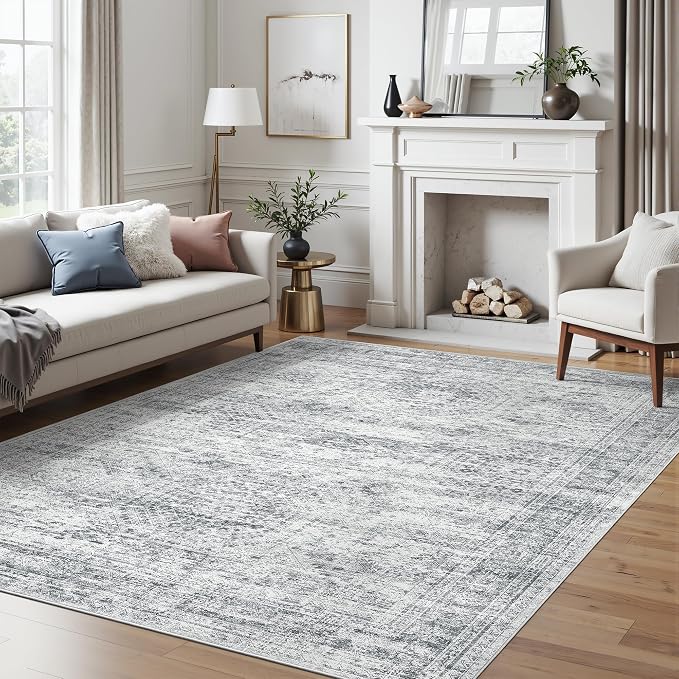 6x9 Area Rug for Living Room Washable 6x9 Gray Rug Non-Slip Modern Rugs for - Image 9