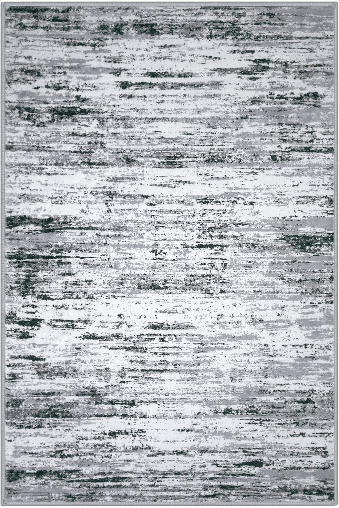 Lansny Modern Abstract 4x6 Living Room Washable Rug Non-Slip Soft Bedroom Area - Image 9