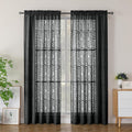 Simplebrand Semi Sheer Black Curtains 78 Inch Length 2 Panels, Geometric by Simplebrand