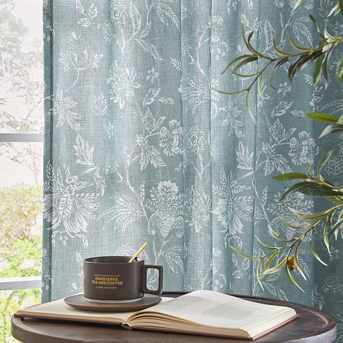 jinchan Linen Floral Curtains for Living Room, 63 Inch Length Curtains - Image 7