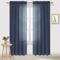DWCN Navy Blue Sheer Curtains Semi Transparent Voile Rod Pocket Curtains by DWCN