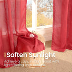 BGment Short Red Linen Curtains 48 Inch Length - Image 5