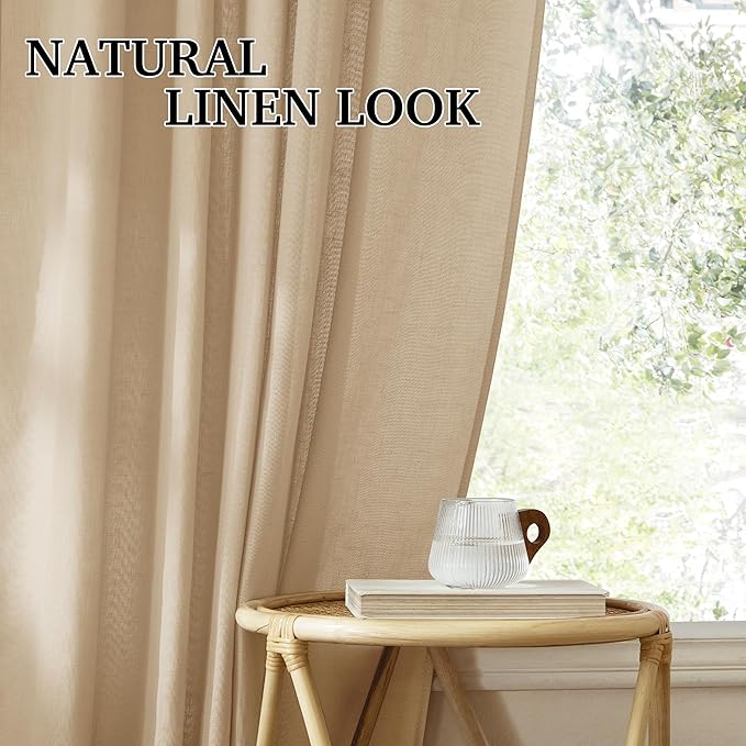 RYB HOME Boho Curtains 84 inches Long, Soft Linen Woved Lightweight Back Tab - Image 6