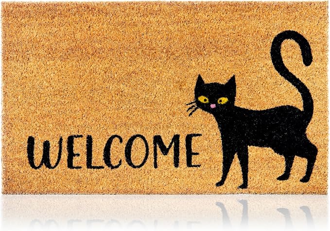 Black Cat - 17"x29" - Coir Door Mat - Welcome Mats by AmaruDoorMats