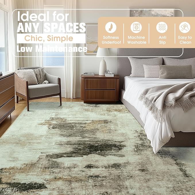 9x12 Area Rugs for Living Room Rug Washable: Abstract Large Rug for Dining Room - Image 8